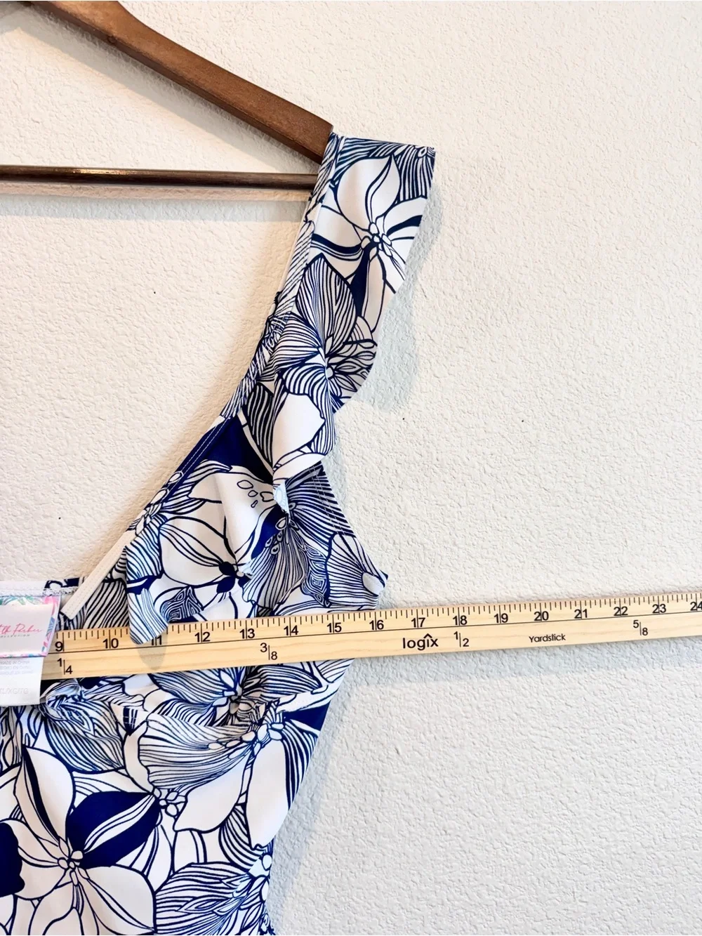 Stella Parker Collection XL One Piece Swimsuit Navy Floral Ruffle Resort J47